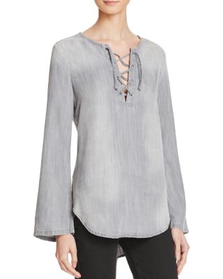 Bella Dahl Lace-Up Chambray Shirt