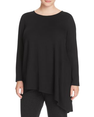 Eileen Fisher Plus Asymmetric Linen Tee