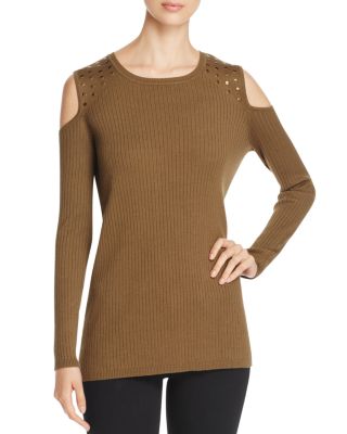 Love Scarlett Cold Shoulder Grommet Sweater