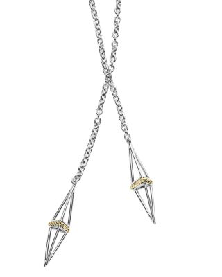 LAGOS Sterling Silver and 18K Gold Pyramid Capped Wrap Necklace, 42