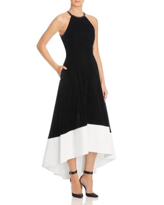 Carmen Marc Valvo Velvet & Satin Dress