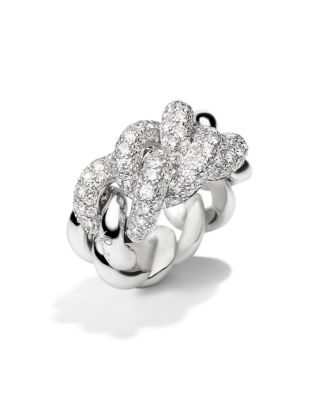 Pomellato Gourmette Ring with Diamonds in 18K White Gold