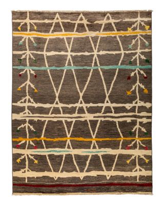 Solo Rugs Moroccan Area Rug - Brown/Multi Vines & Diamonds, 8' x 9'10