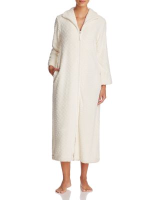 Oscar de la Renta Pink Label Zip Front Plush Long Robe 