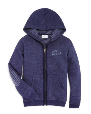 Lacoste Boys' Micro Stripe Fleece Hoodie - Sizes 4-16