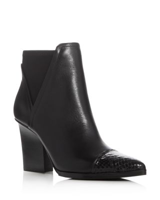 Donald J Pliner Vaughn Snake-Embossed Pointed Toe Booties