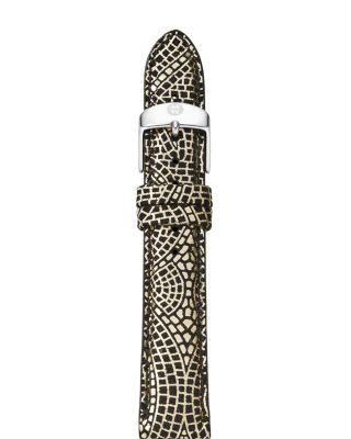 MICHELE Gold Mosaic Leather Watch Strap, 18mm