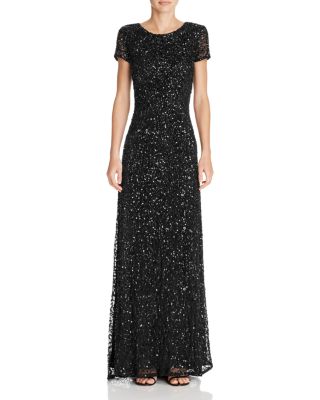 Adrianna Papell Sequin Scoop Back Gown