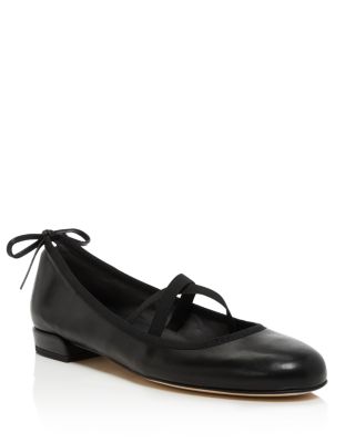 Stuart Weitzman Bolshoi Leather Crisscross Ballet Flats