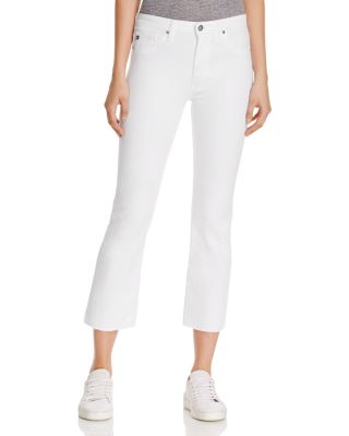 AG High Rise Slim Crop Jeans in White