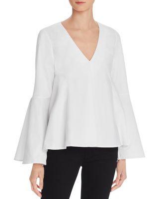 AQUA V-Neck Poplin Bell Sleeve Top