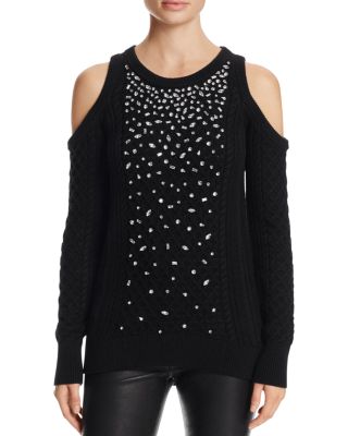 MICHAEL Michael Kors Cold Shoulder Embellished Sweater - 100% Bloomingdale's Exclusive