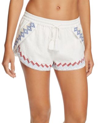 Red Carter Lemon Embroidered Swim Cover Up Shorts