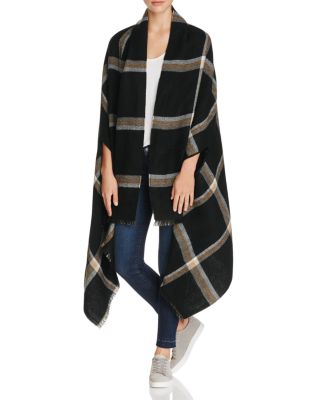 AQUA Reversible Windowpane Cape Wrap