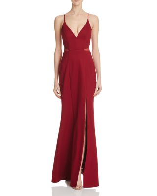 Bariano Illusion Mesh Cutout Gown