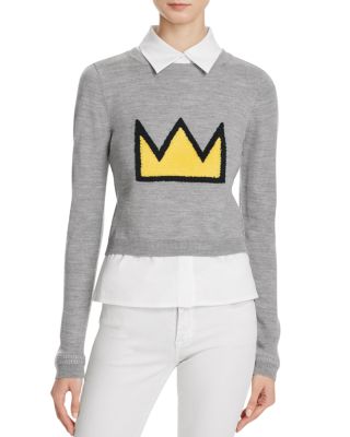 Alice and Olivia Nikia Layered-Look Merino Wool Sweater