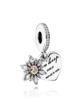 PANDORA Charm - 14K Gold, Sterling Silver & Cubic Zirconia Dangle Snowflake Heart, Moments Collection