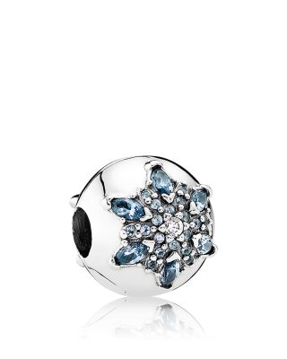 PANDORA Charm - Sterling Silver, Cubic Zirconia & Glass Snowflake, Moments Collection