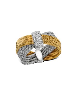 ALOR Diamond Yellow & Gray Multi-Band Cable Ring