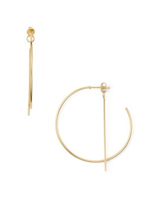 Argento Vivo Thin Bar Drop Hoop Earrings