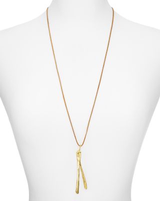 Alexandra Koumba Leather Wishbone Pendant Necklace, 30