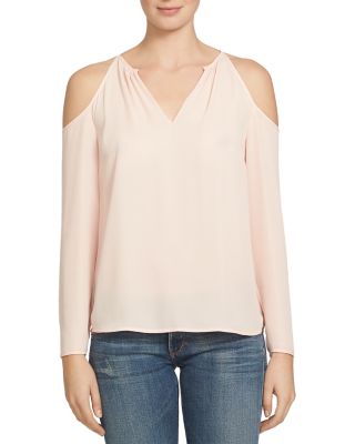 1.STATE Cold Shoulder Split Neck Blouse