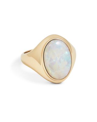 Shinola 14K Yellow Gold Signet Ring with Opal