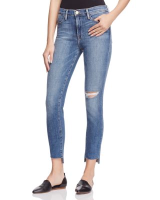 FRAME High Skinny Raw Stagger Jeans in Forest