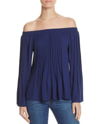 AQUA Pleated Off-The-Shoulder Top