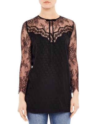 Sandro Carry Lace-Inset Top