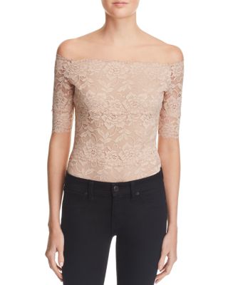 GUESS Dara Off-The-Shoulder Lace Bodysuit