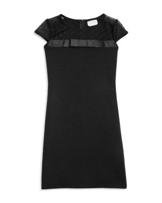 US Angels Girls' Mesh Ponte Cap Sleeve Sheath Dress - Sizes 7-16