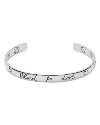 Gucci Sterling Silver Engraved Blind for Love Cuff