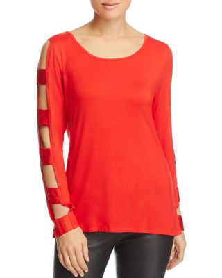 Love Scarlett Cutout Sleeve Mixed Media Top