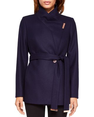 TED BAKER KEYLA SHORT WRAP COAT,WA7WKEYLA10-NAVY