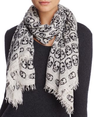 Zadig & Voltaire Delta Allover Skull Scarf In White/black