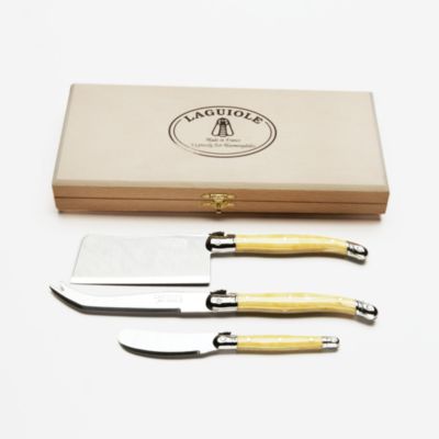 Laguiole Jean Dubost Dubost Light Horn Cheese Knives, Set of 3