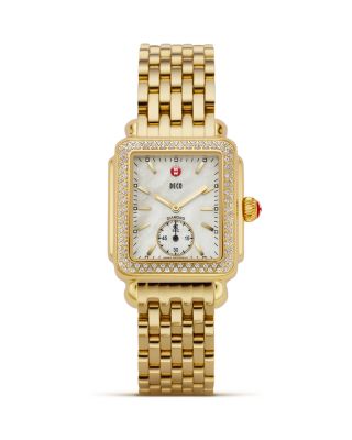 MICHELE Michele Deco Diamond Gold Watch, 16mm