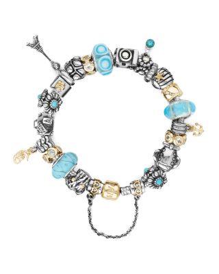 PANDORA Bracelet - 14K Gold & Sterling Silver with Turquoise Charms, Moments Collection