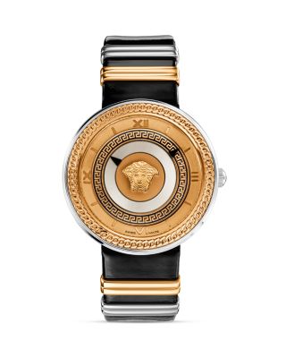 Versace V-Metal Ion-Plated Rose Gold & Black Dial Watch, 40mm