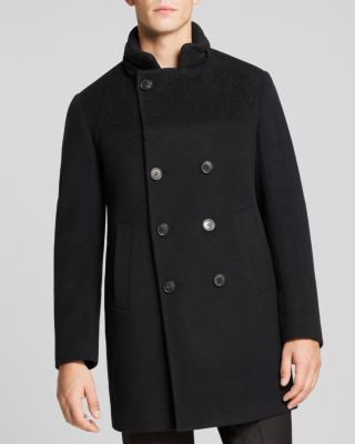 Armani Collezioni Double-Breasted Wool Blend Coat