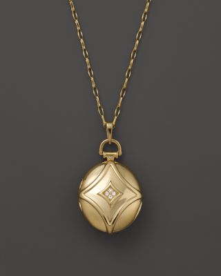 Monica Rich Kosann 18K Yellow Gold Petite Geometric Locket Necklace with Diamond Accents, 30