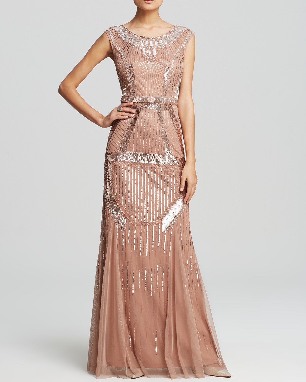 Aidan Mattox Gown - Beaded Column | Bloomingdale's