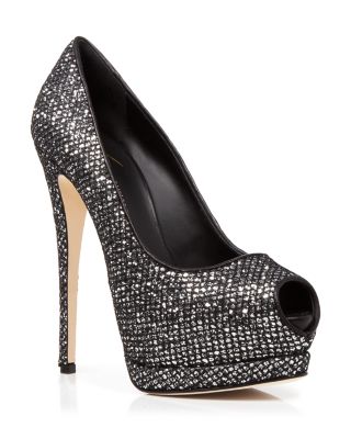 Giuseppe Zanotti Platform Pumps - Sharon Sparkle Peep Toe