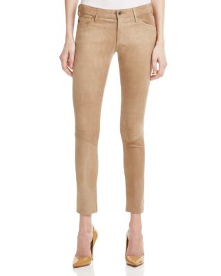 AG Suede Legging Pants in Cognac