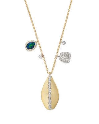 Meira T 14K Yellow & White Gold Teardrop Pendant Necklace with Opal and Diamonds, 16