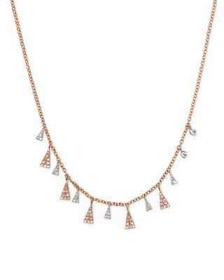 Meira T 14K White and Rose Diamond Triangles Necklace, 16