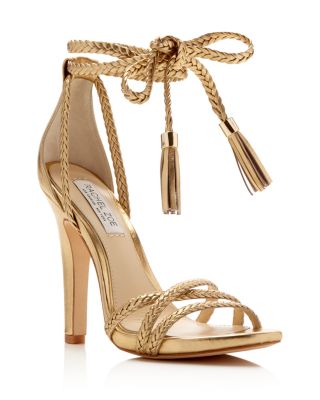 Rachel Zoe Odette Metallic Ankle Tie High Heel Sandals