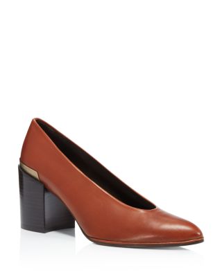 Stuart Weitzman Chokeup Leather Mid Heel Pumps