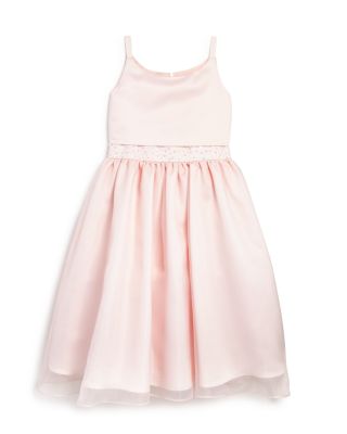 US Angels Girls' Chiffon Overlay Satin Flower Girl Dress - Sizes 4-6X